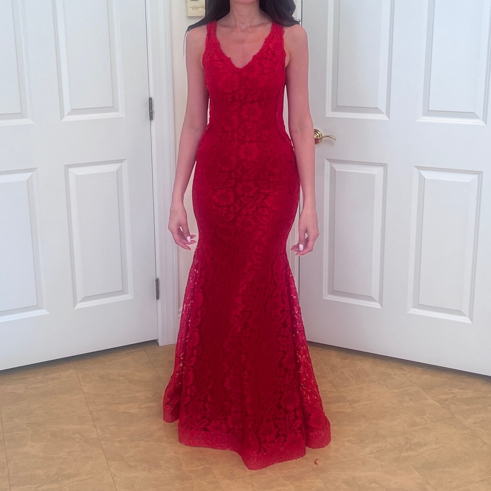 Red lace dress